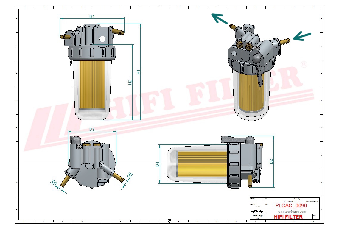 Schema tecnico Filtro carburante ACC CARB per trattori e macchine agricole