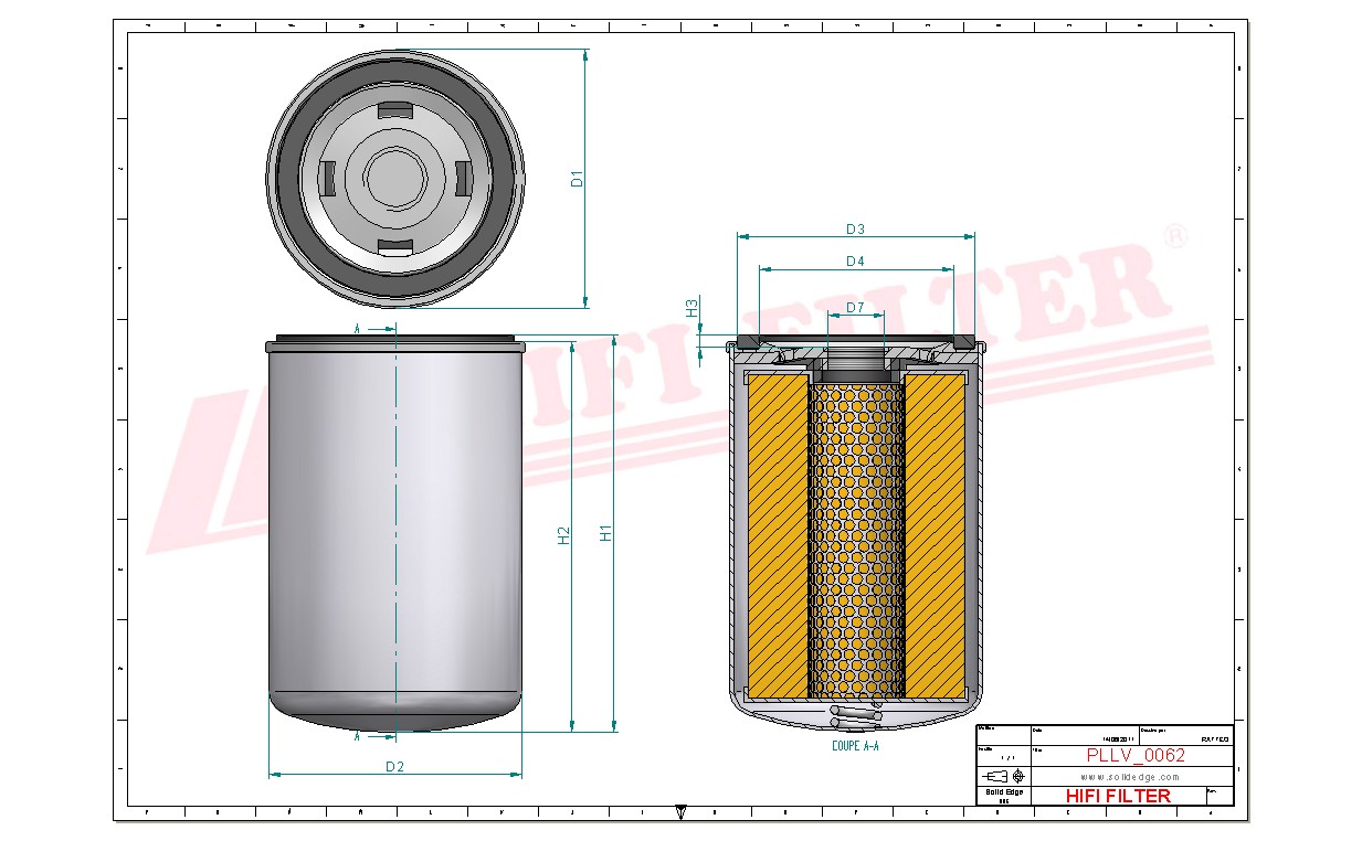 Schema tecnico Filtro olio 9245480519 per trattori e macchine agricole