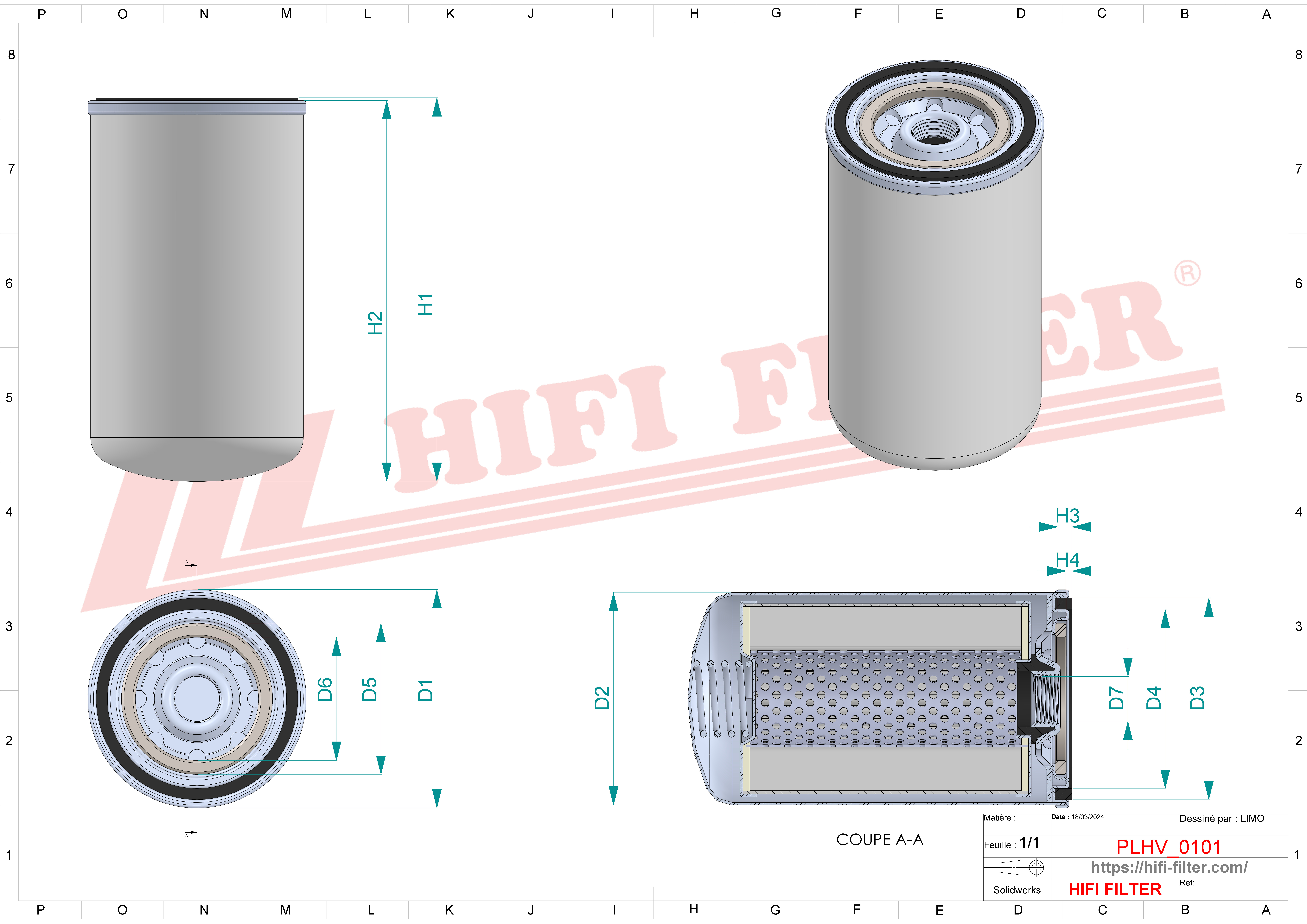 Schema tecnico Filtro olio