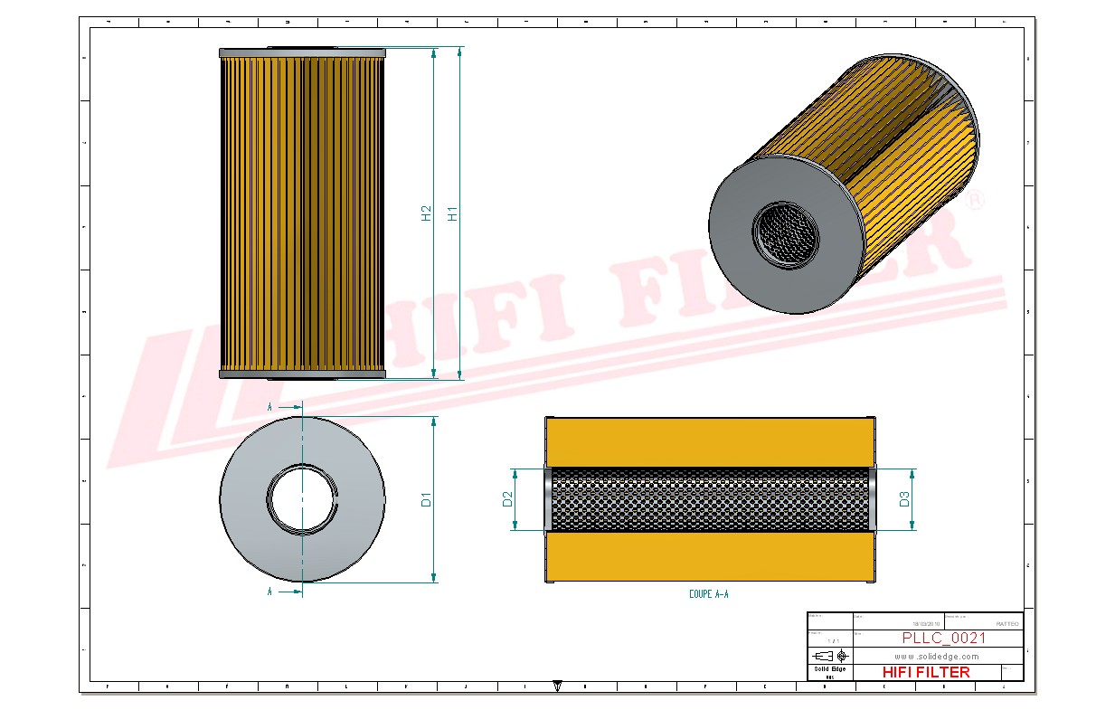 Schema tecnico Filtro olio