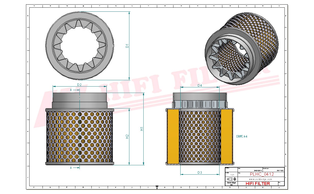 Schema tecnico Filtro idraulico MDH8145 per trattori e macchine agricole