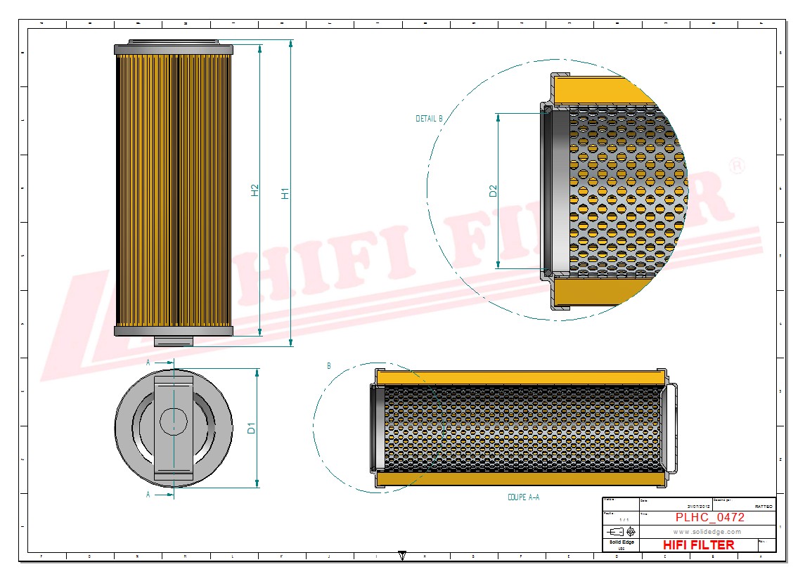 Schema tecnico Filtro olio
