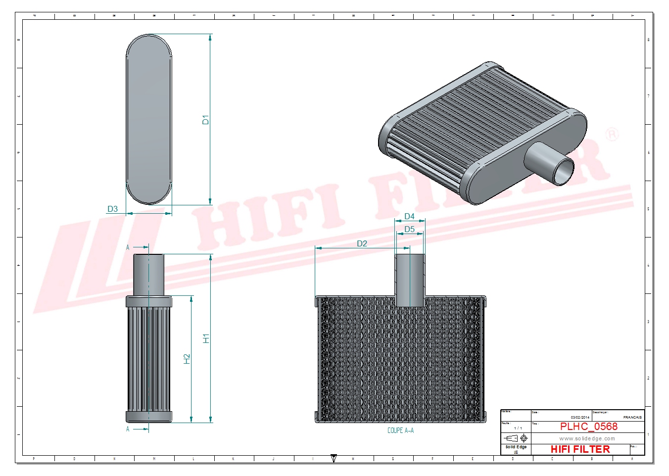 Schema tecnico Filtro olio