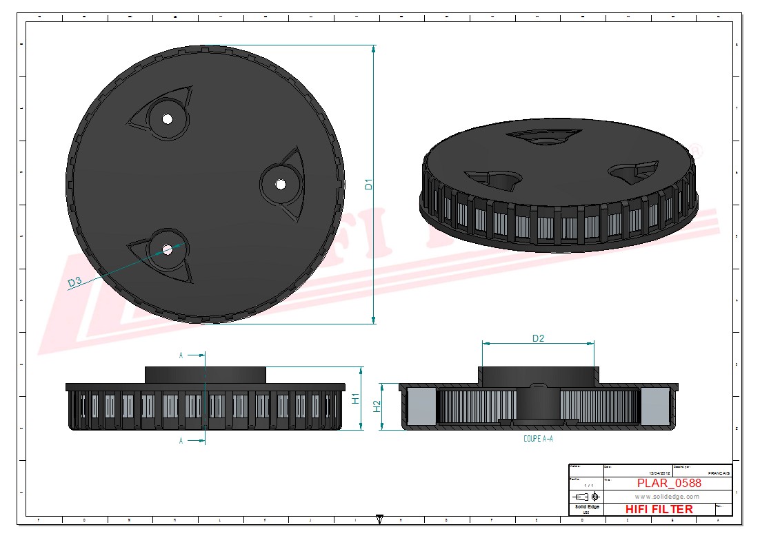 Schema tecnico Filtro aria