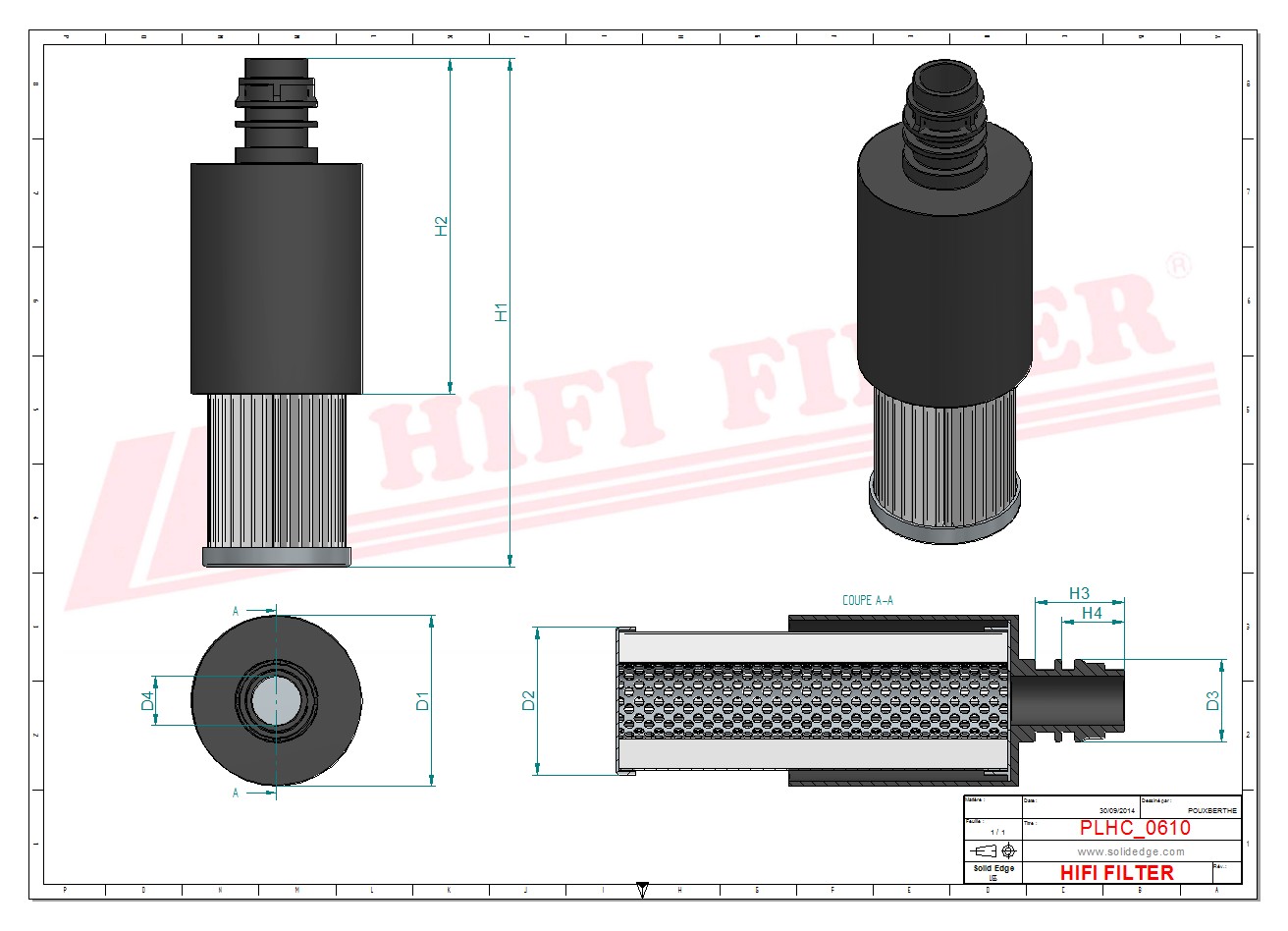 Schema tecnico Filtro olio