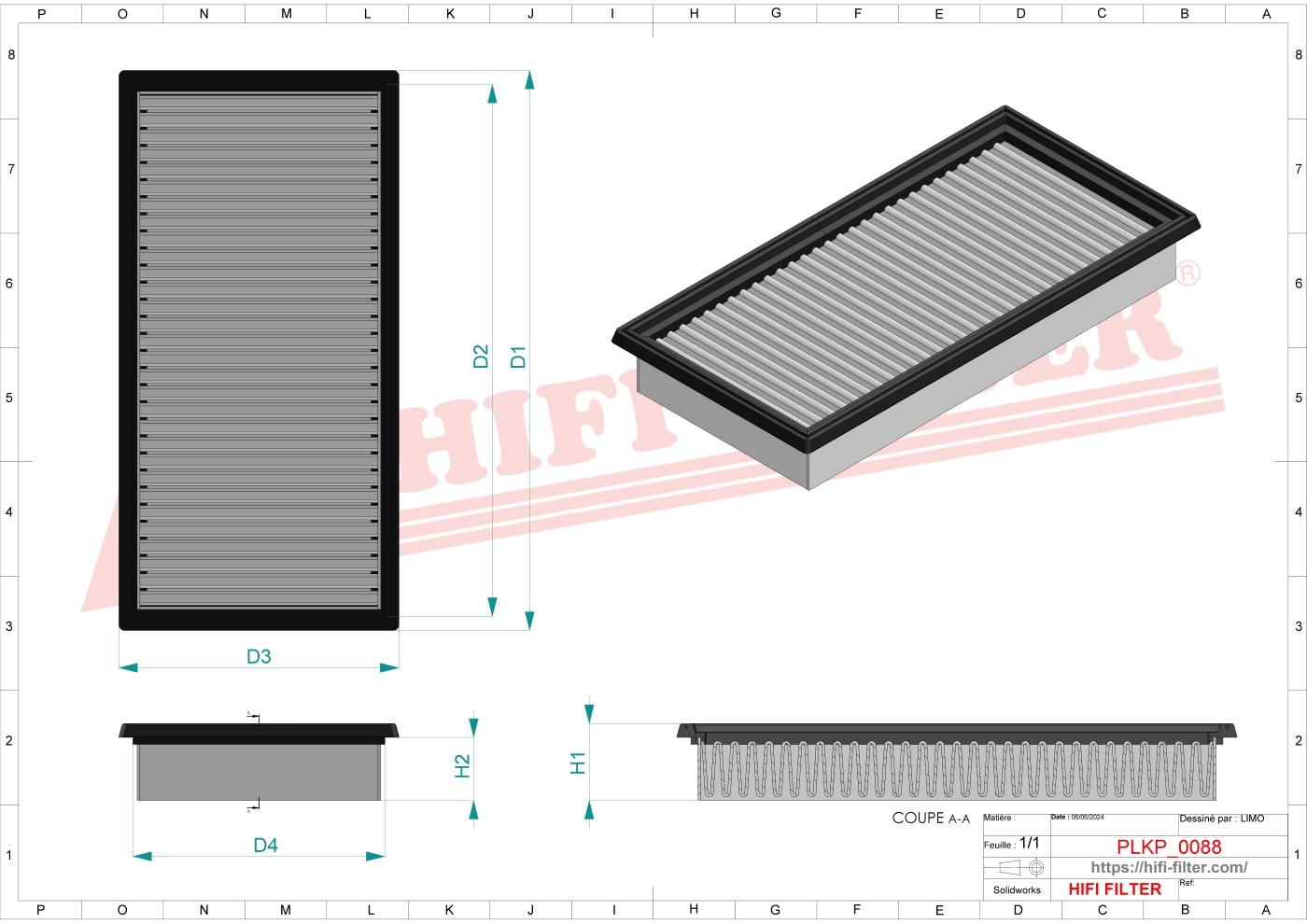 Schema tecnico Filtro abitacolo 4402554100 per trattori e macchine agricole
