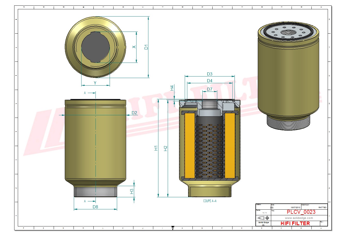 Schema tecnico Filtro carburante