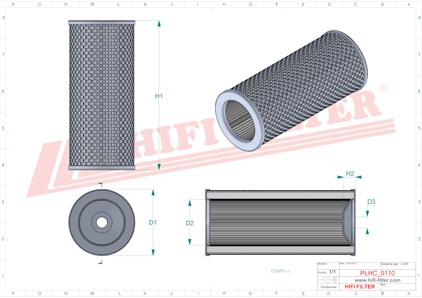 Schema tecnico Filtro idraulico 55029508 per trattori e macchine agricole