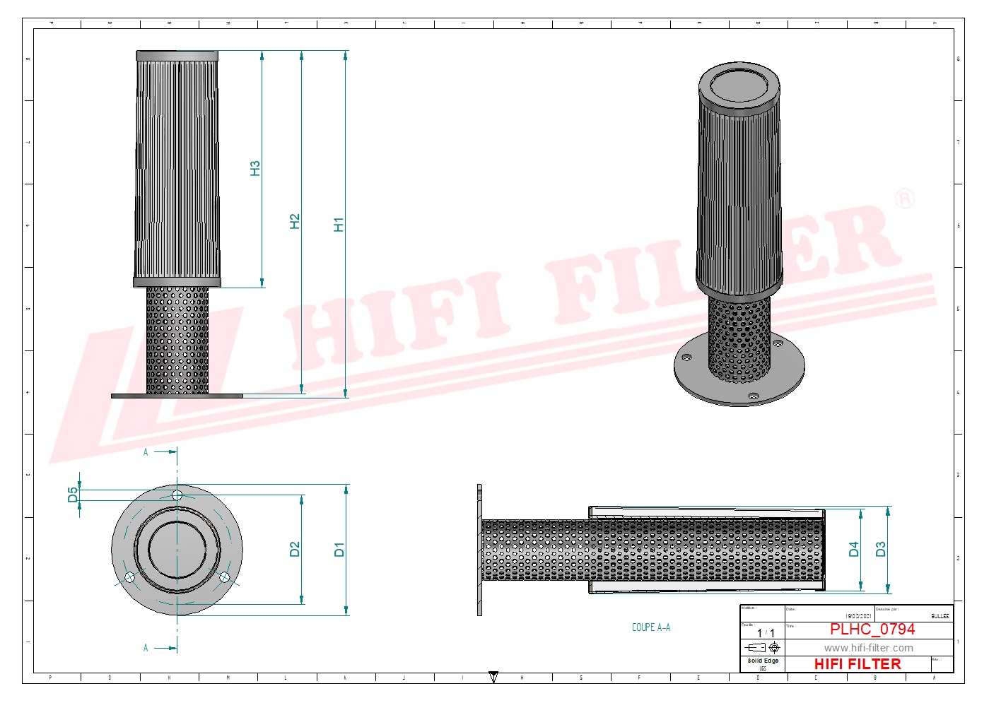 Schema tecnico Filtro olio