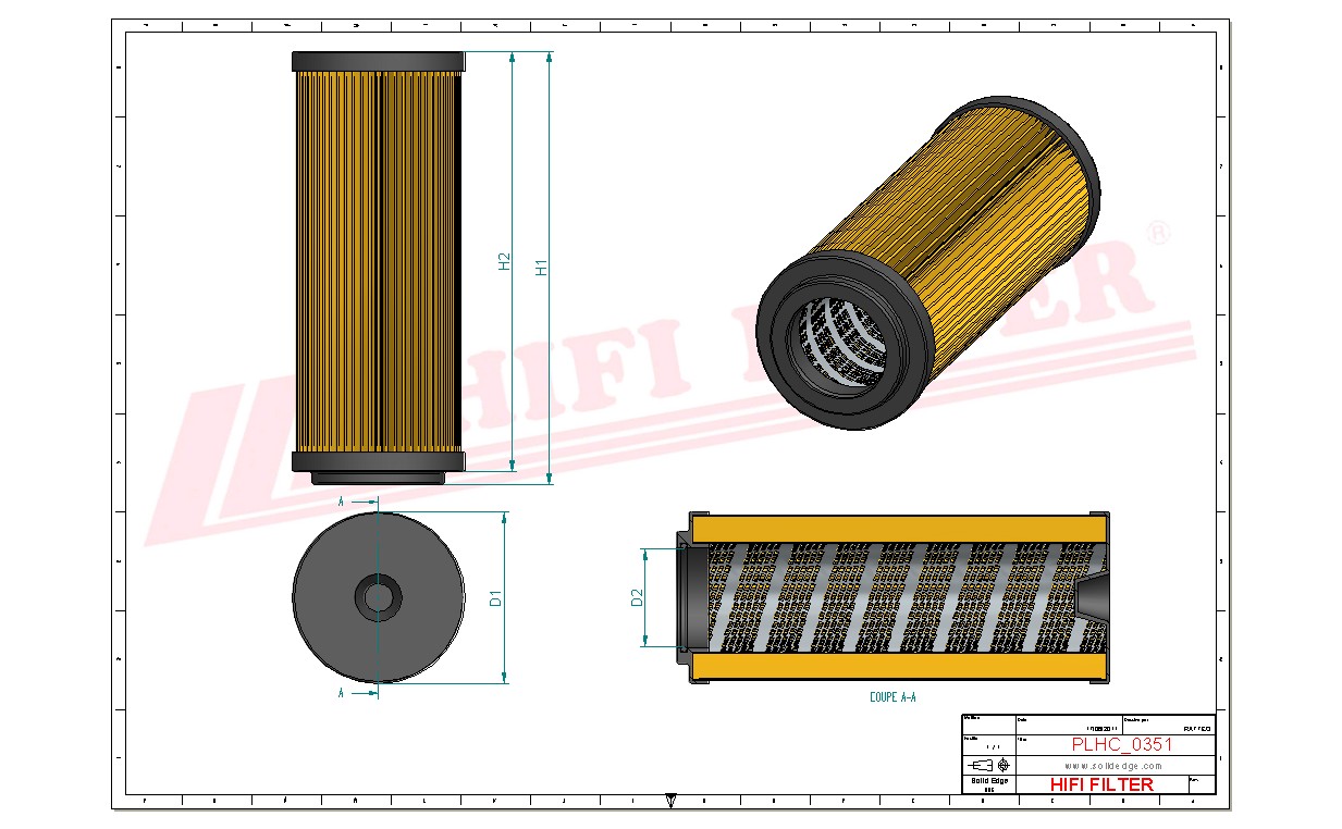 Schema tecnico Filtro olio