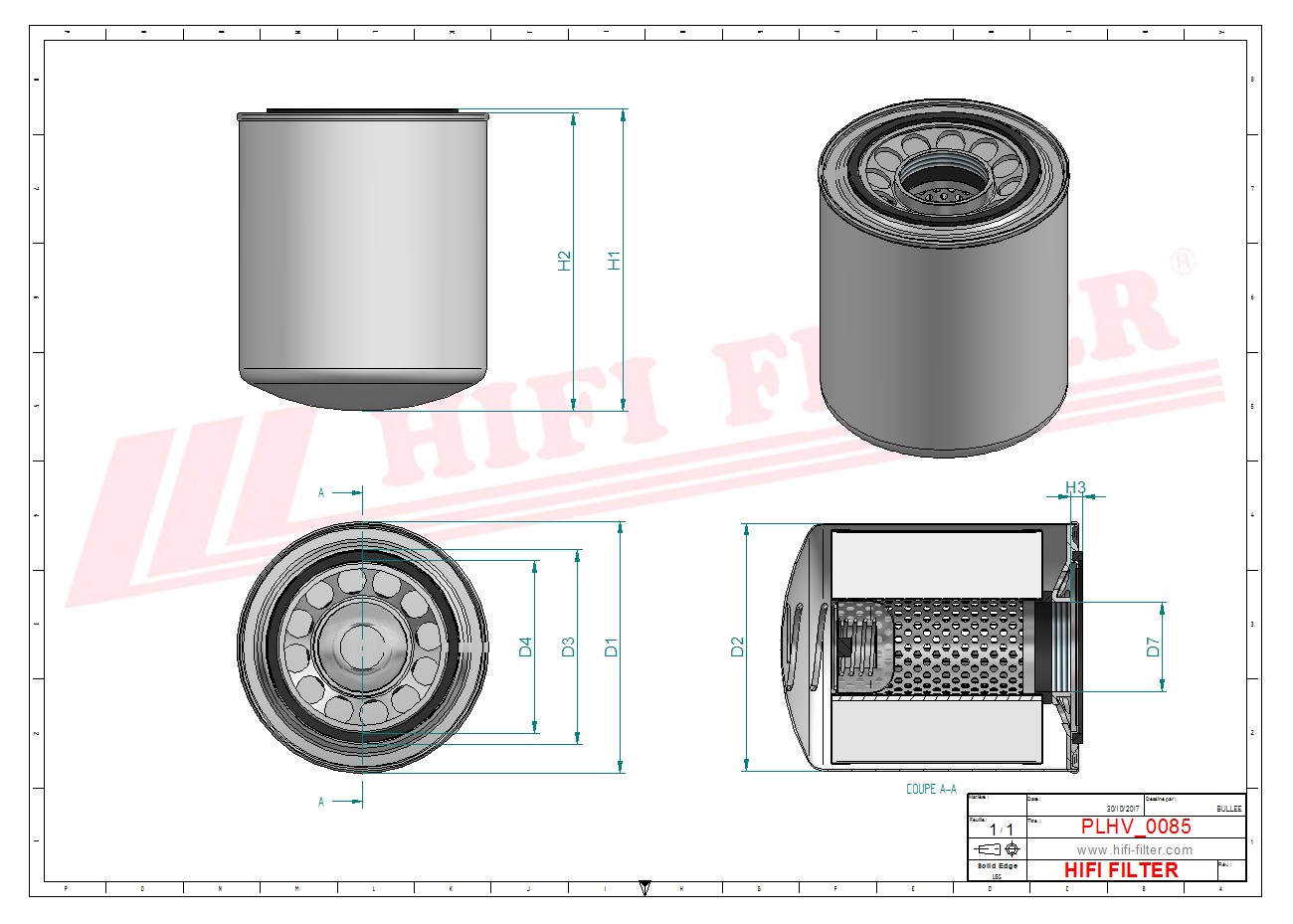 Schema tecnico Filtro olio