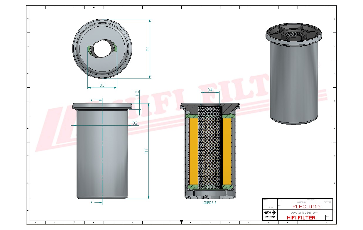 Schema tecnico Filtro olio