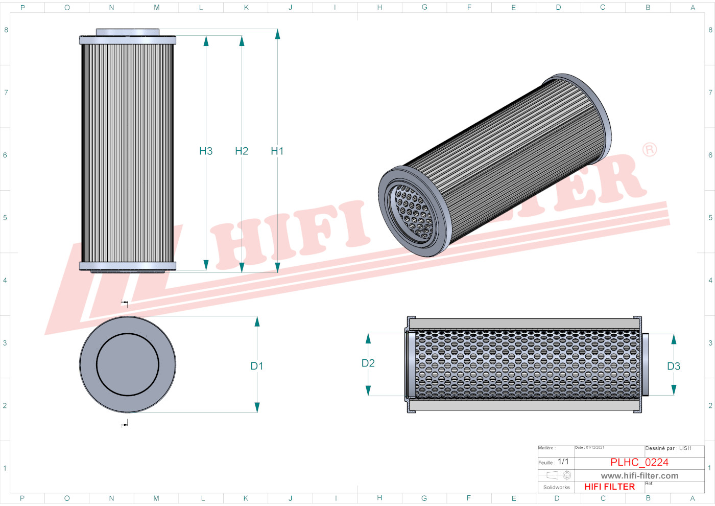 Schema tecnico Filtro idraulico 690443 per trattori e macchine agricole