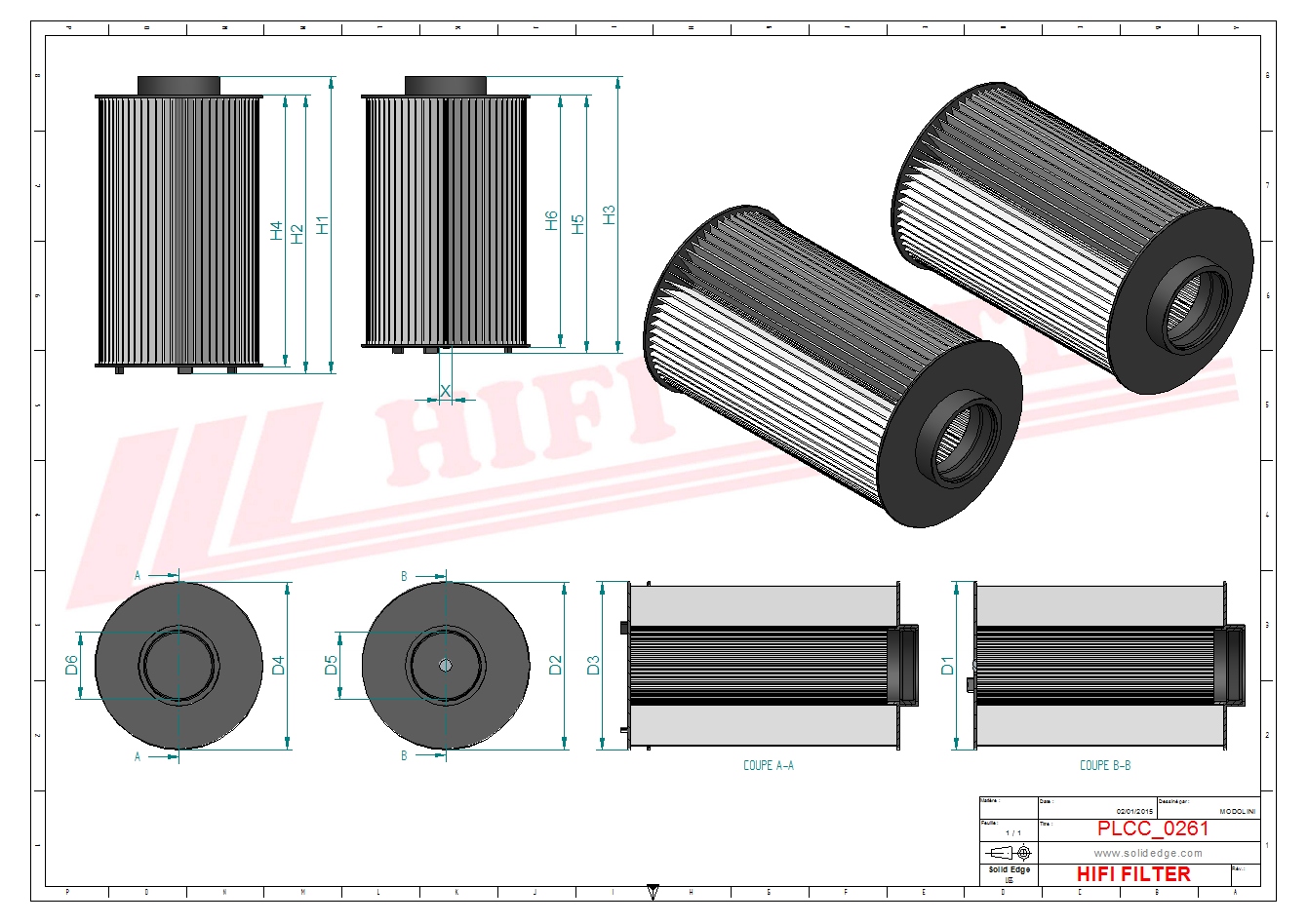 Schema tecnico Filtro carburante PU10003-2X per trattori e macchine agricole