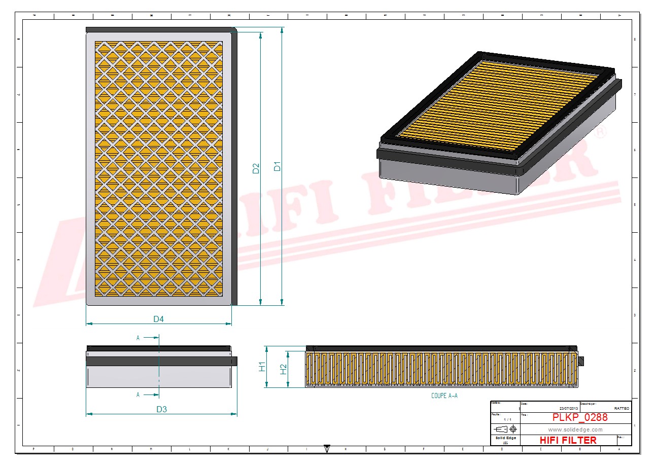 Schema tecnico Filtro abitacolo
