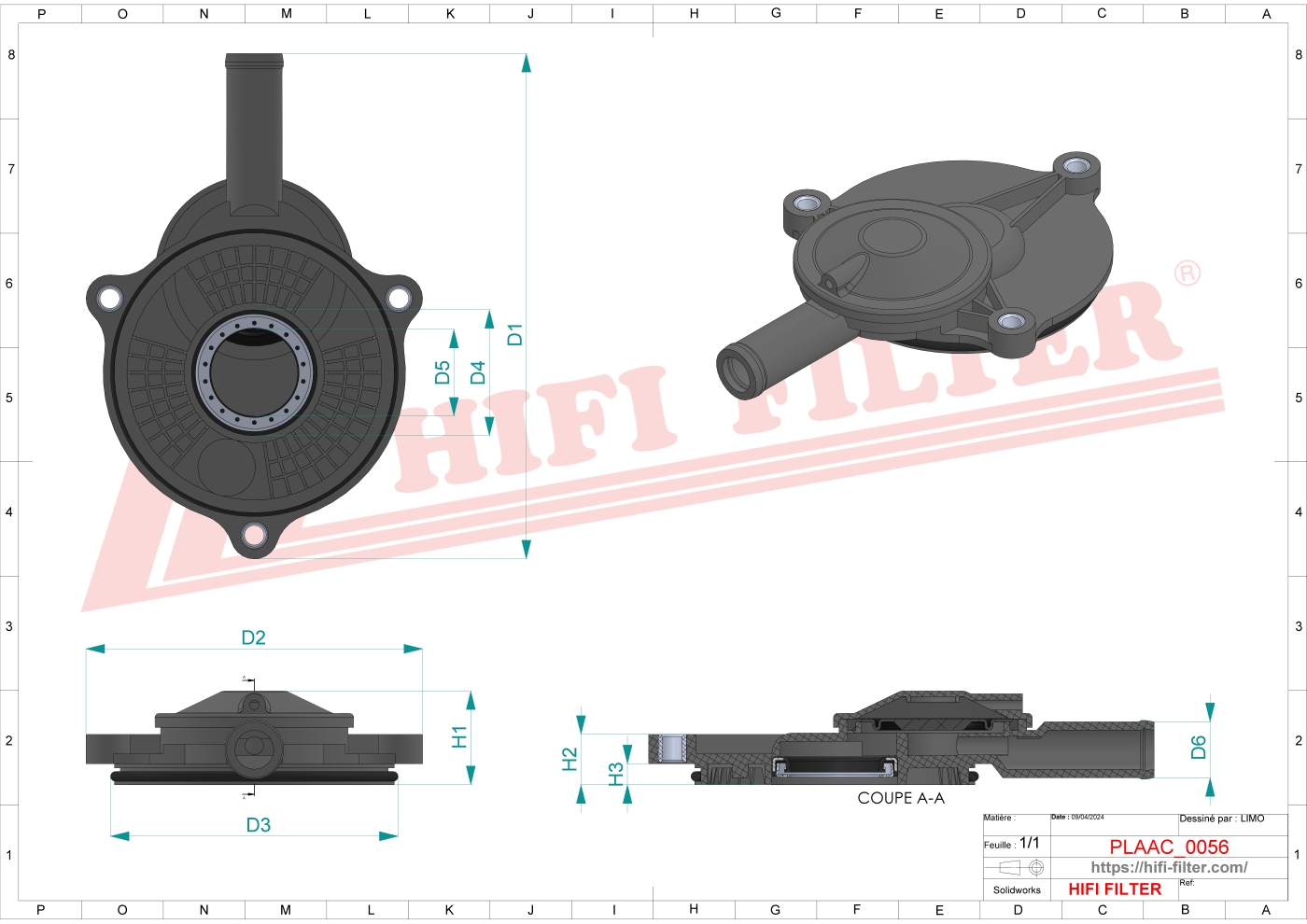Schema tecnico Filtro aria