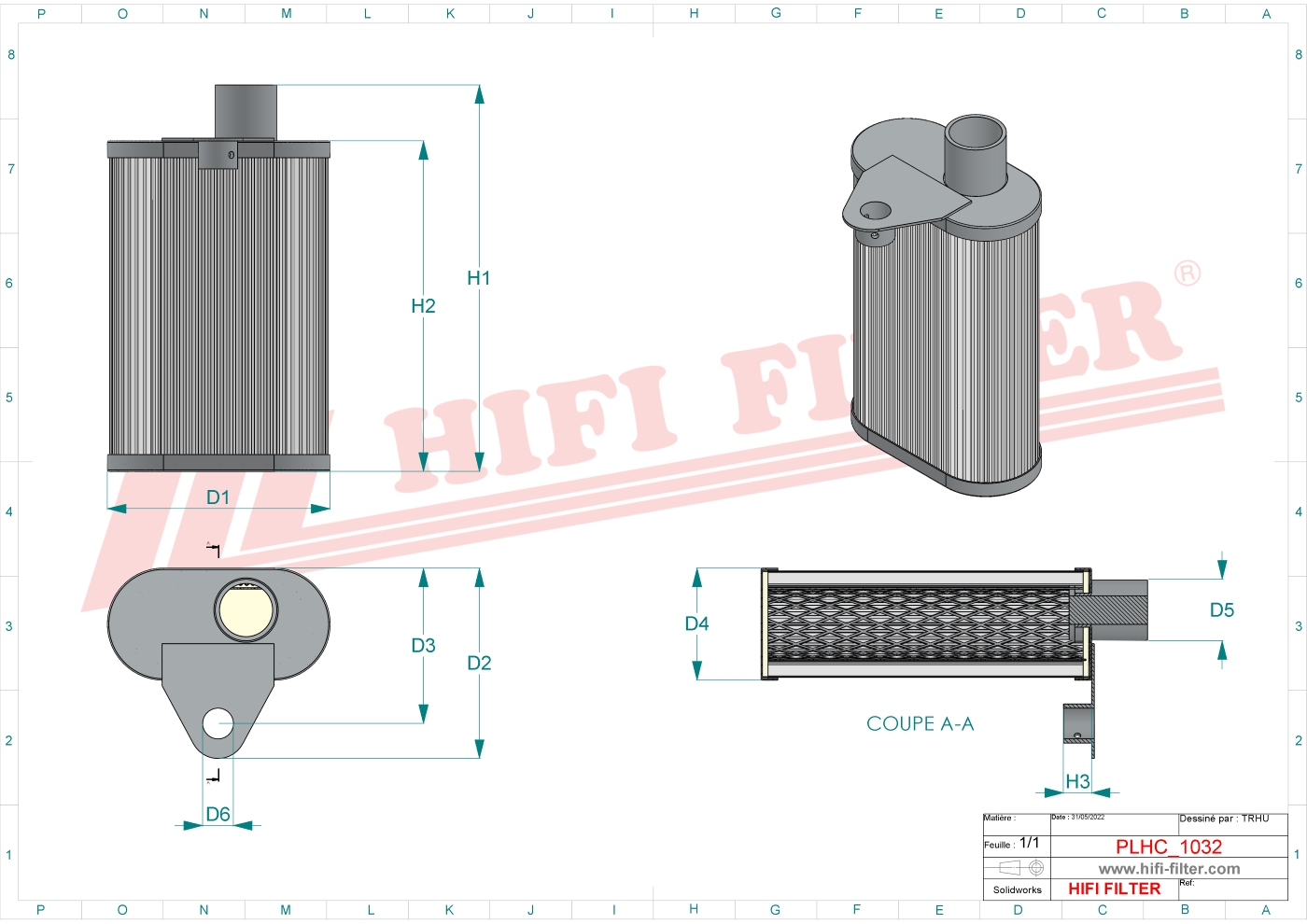 Schema tecnico Filtro olio