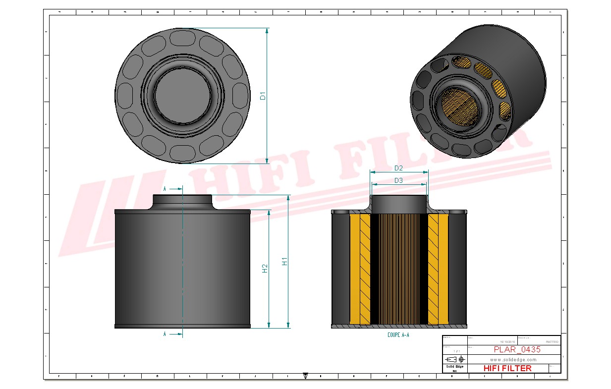 Schema tecnico Filtro aria