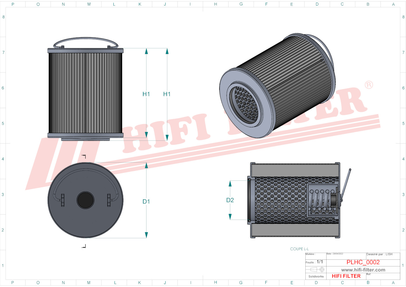 Schema tecnico Filtro olio