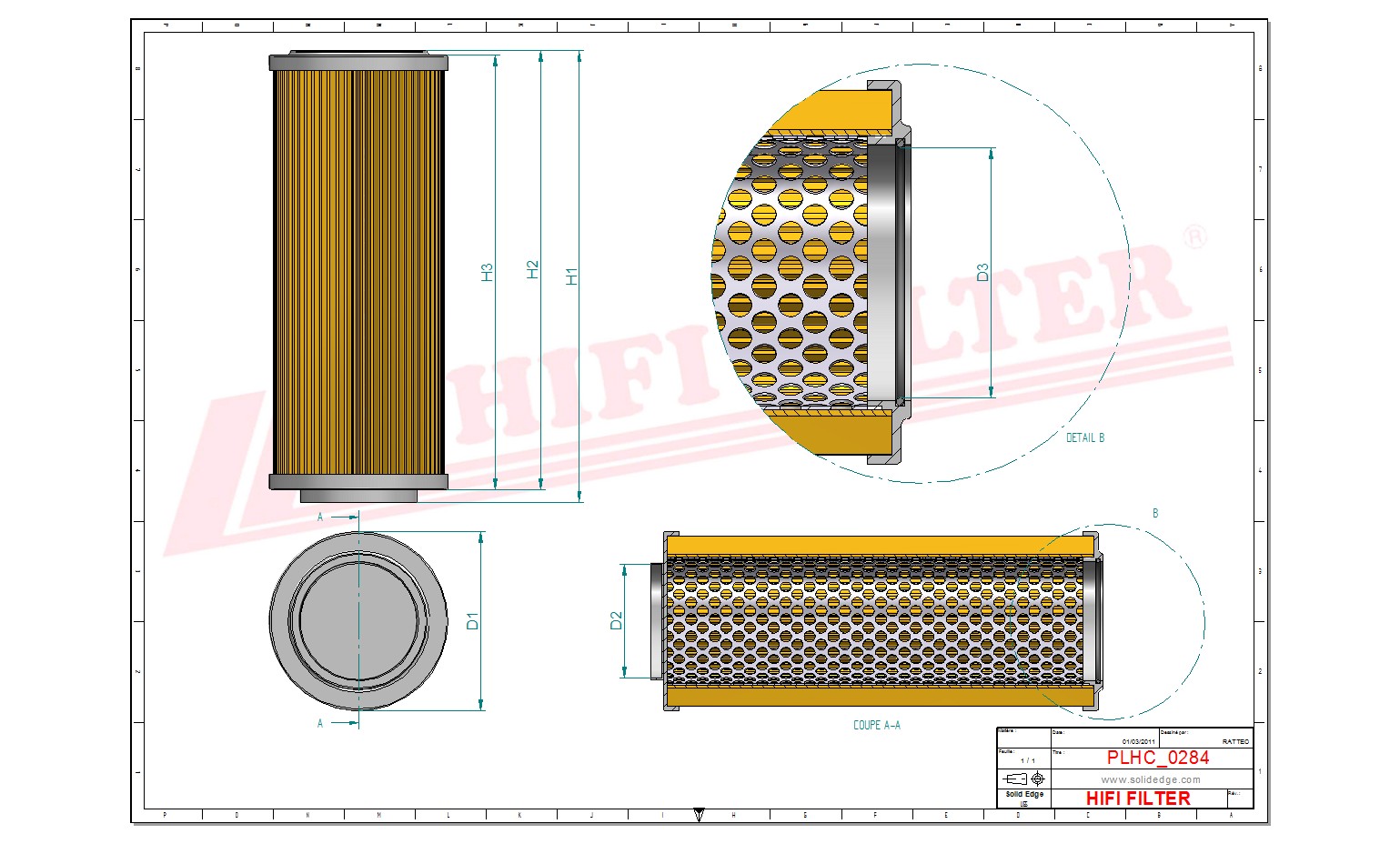 Schema tecnico Filtro olio