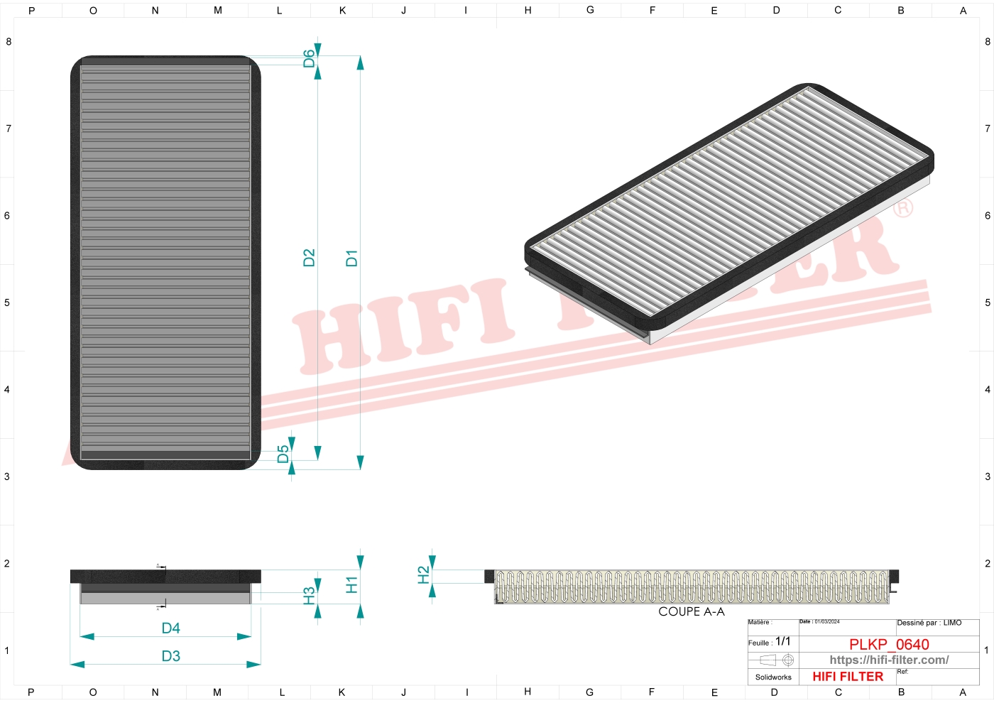 Schema tecnico Filtro abitacolo