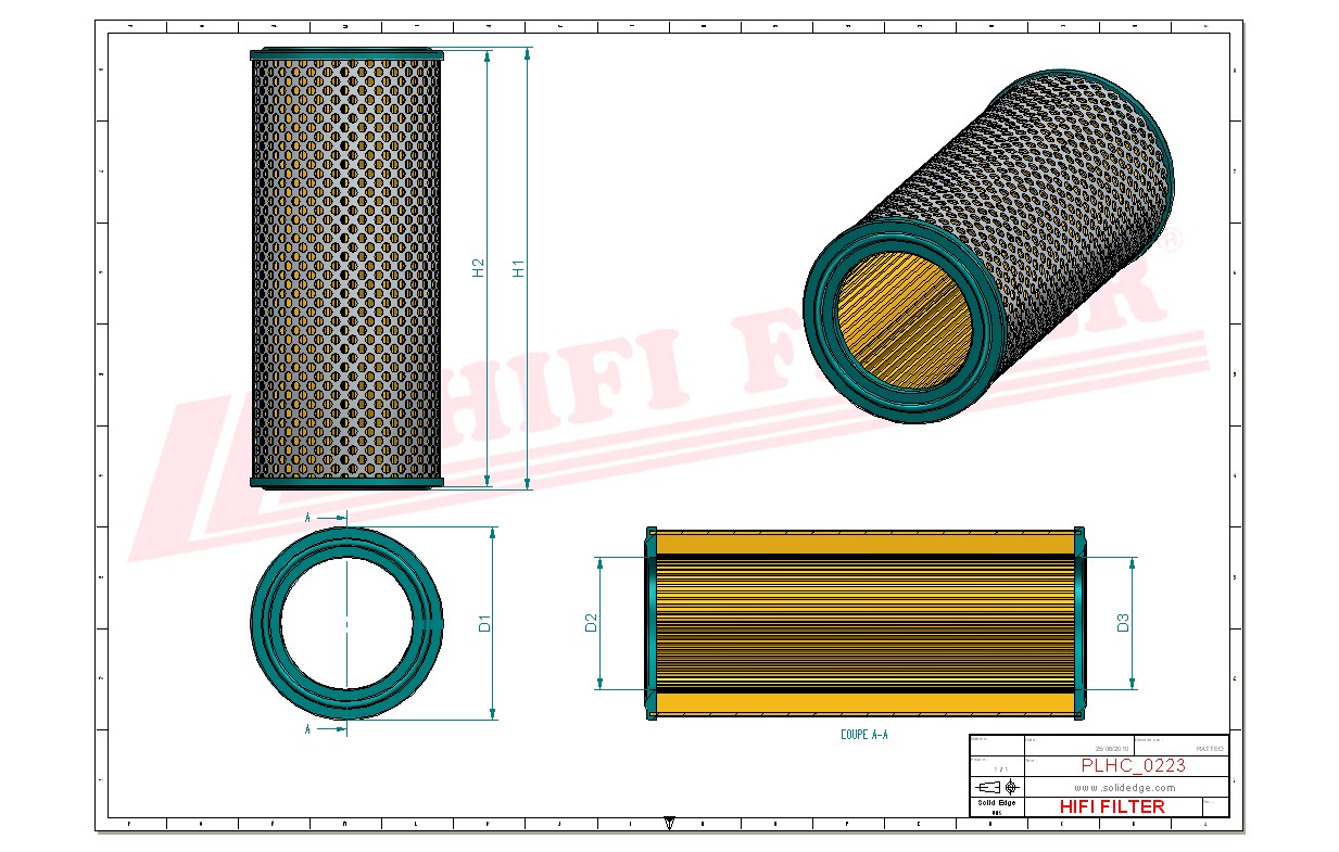 Schema tecnico Filtro olio