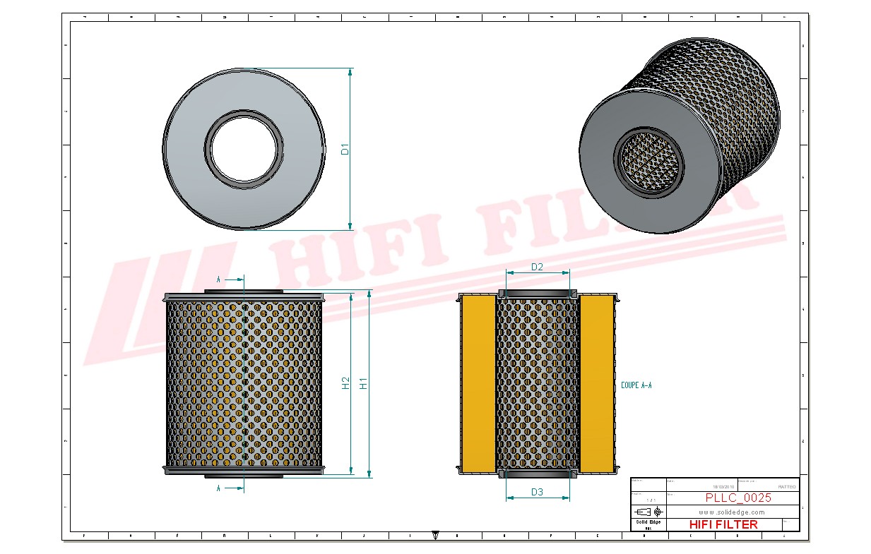 Schema tecnico Filtro olio