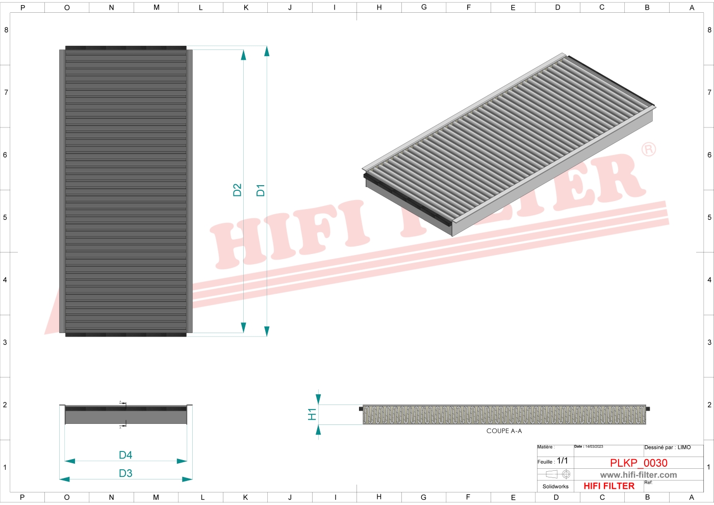 Schema tecnico Filtro abitacolo