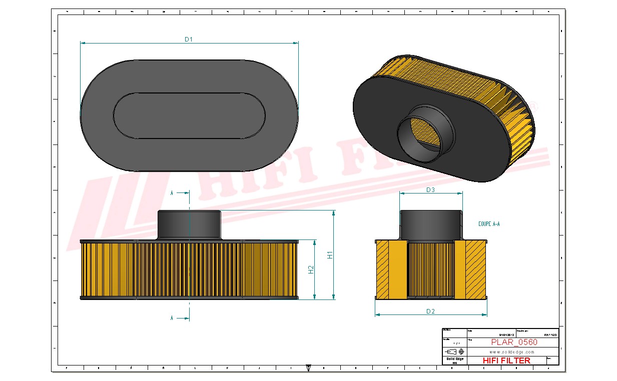 Schema tecnico Filtro aria 170418 per trattori e macchine agricole