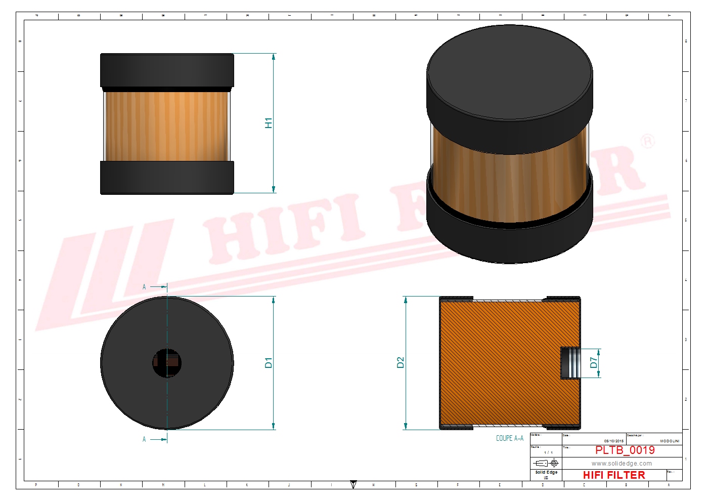 Schema tecnico Filtro aria