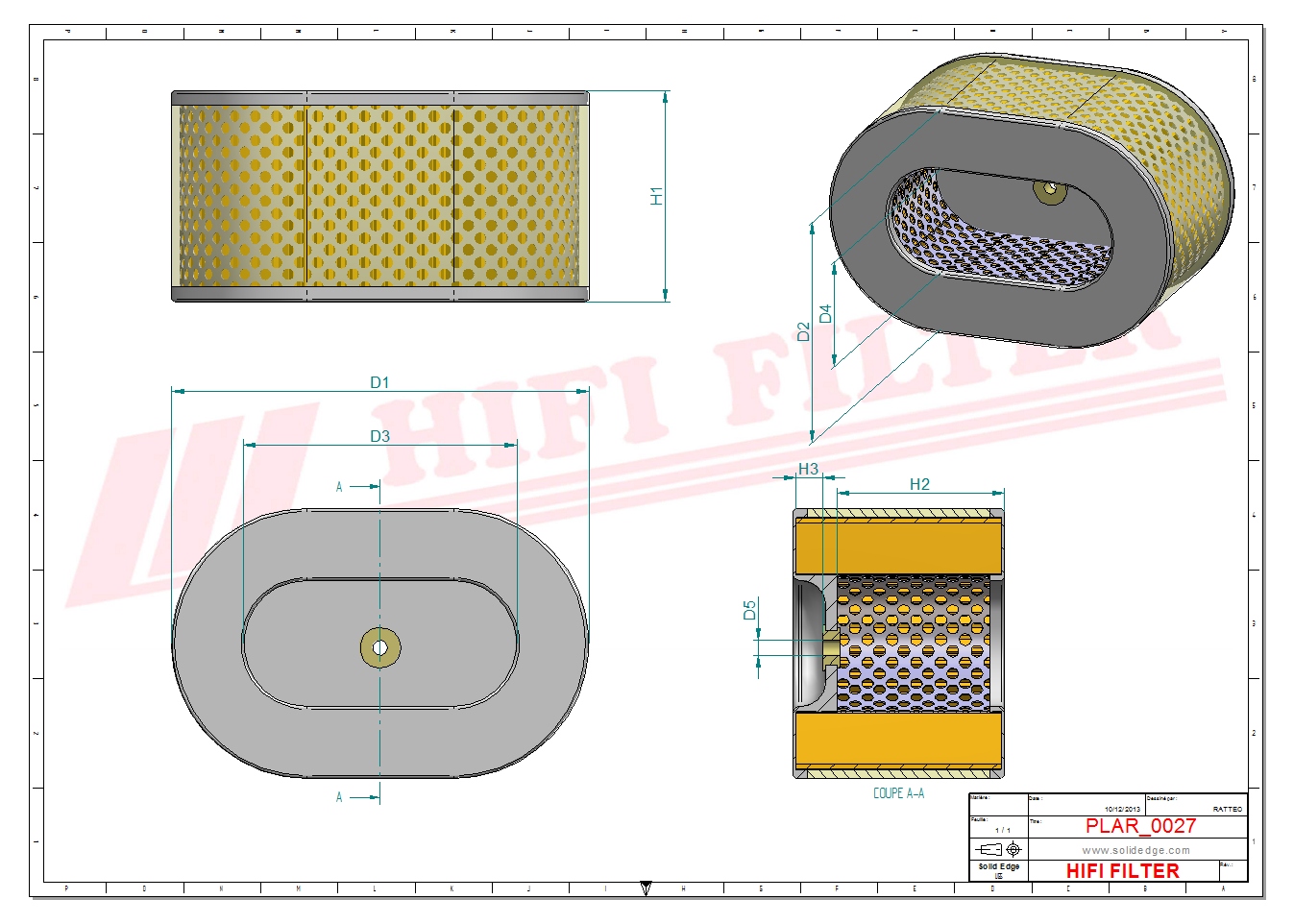Schema tecnico Filtro aria