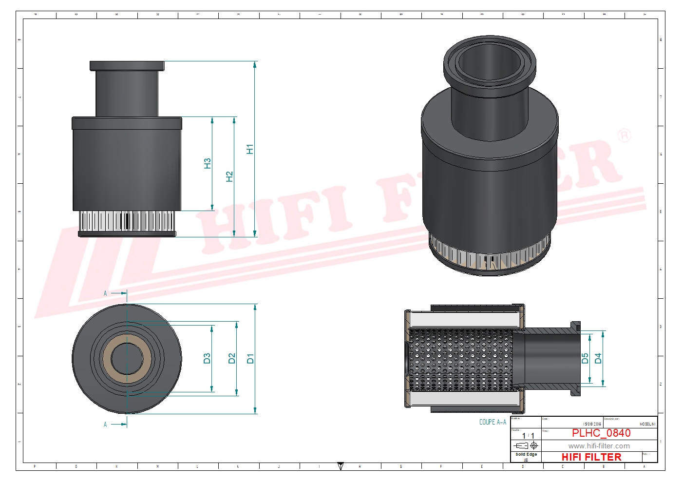Schema tecnico Filtro olio