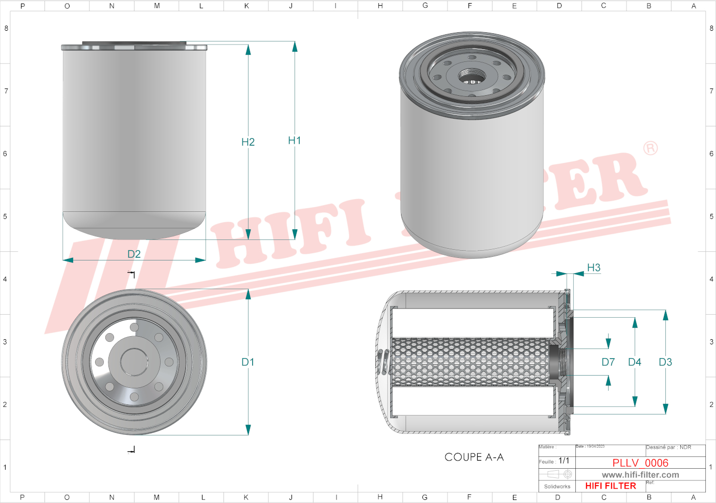 Schema tecnico Filtro olio CS0220 MG per trattori e macchine agricole
