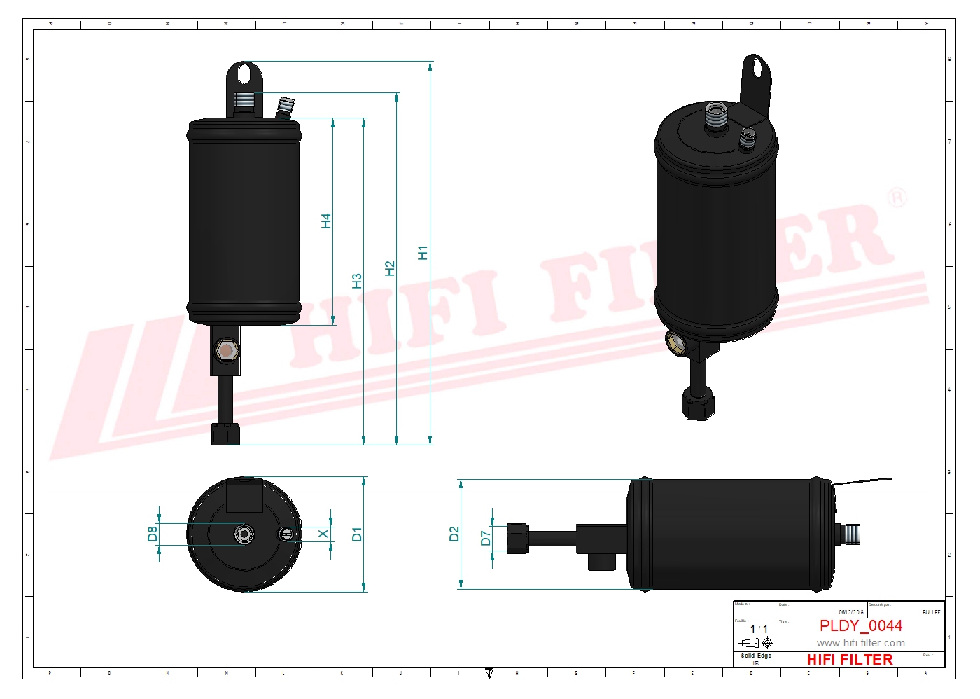 Schema tecnico Filtro carburante