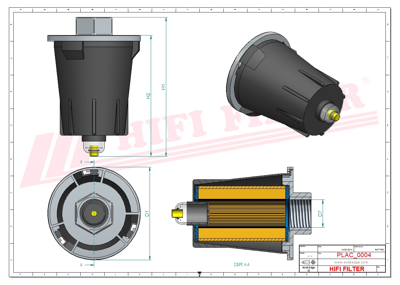 Schema tecnico Filtro aria