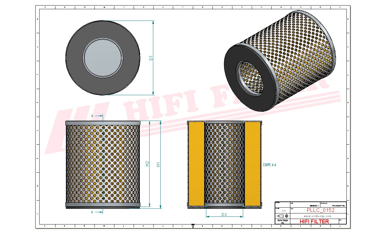 Schema tecnico Filtro olio