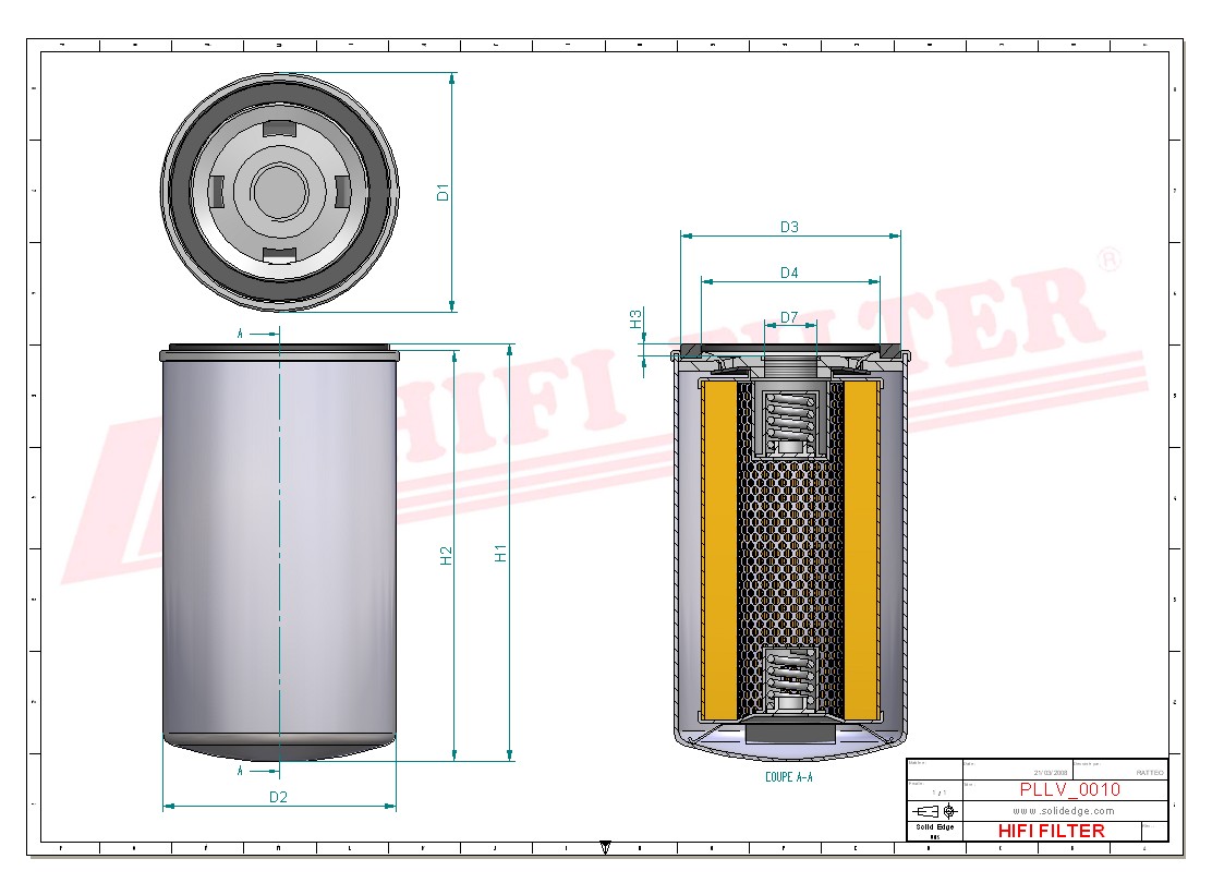 Schema tecnico Filtro olio 0765449 per trattori e macchine agricole