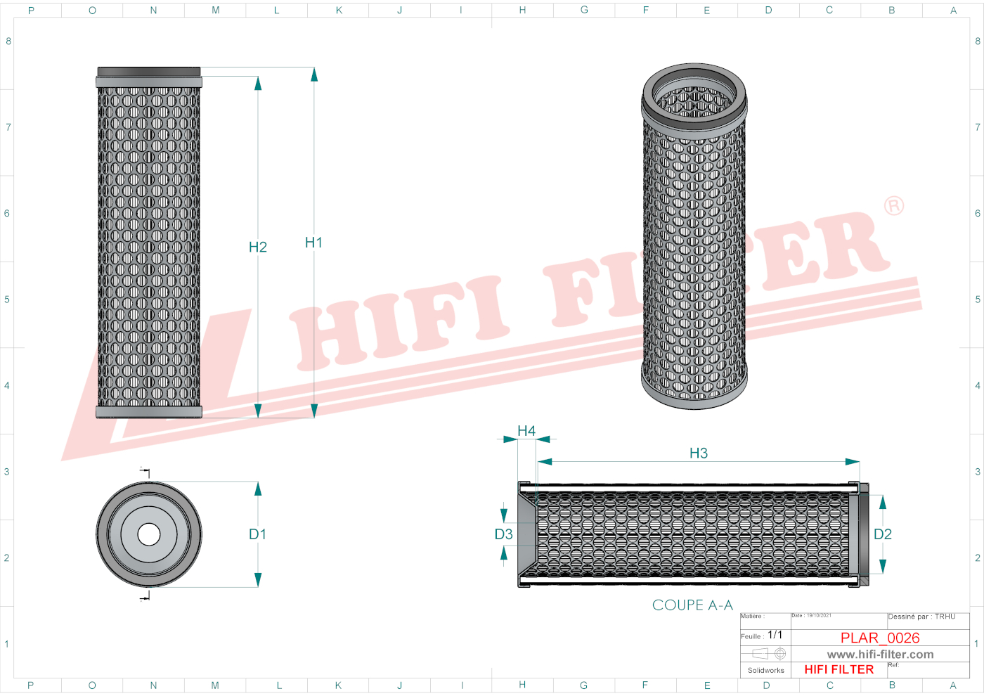 Schema tecnico Filtro aria 012706550 per trattori e macchine agricole