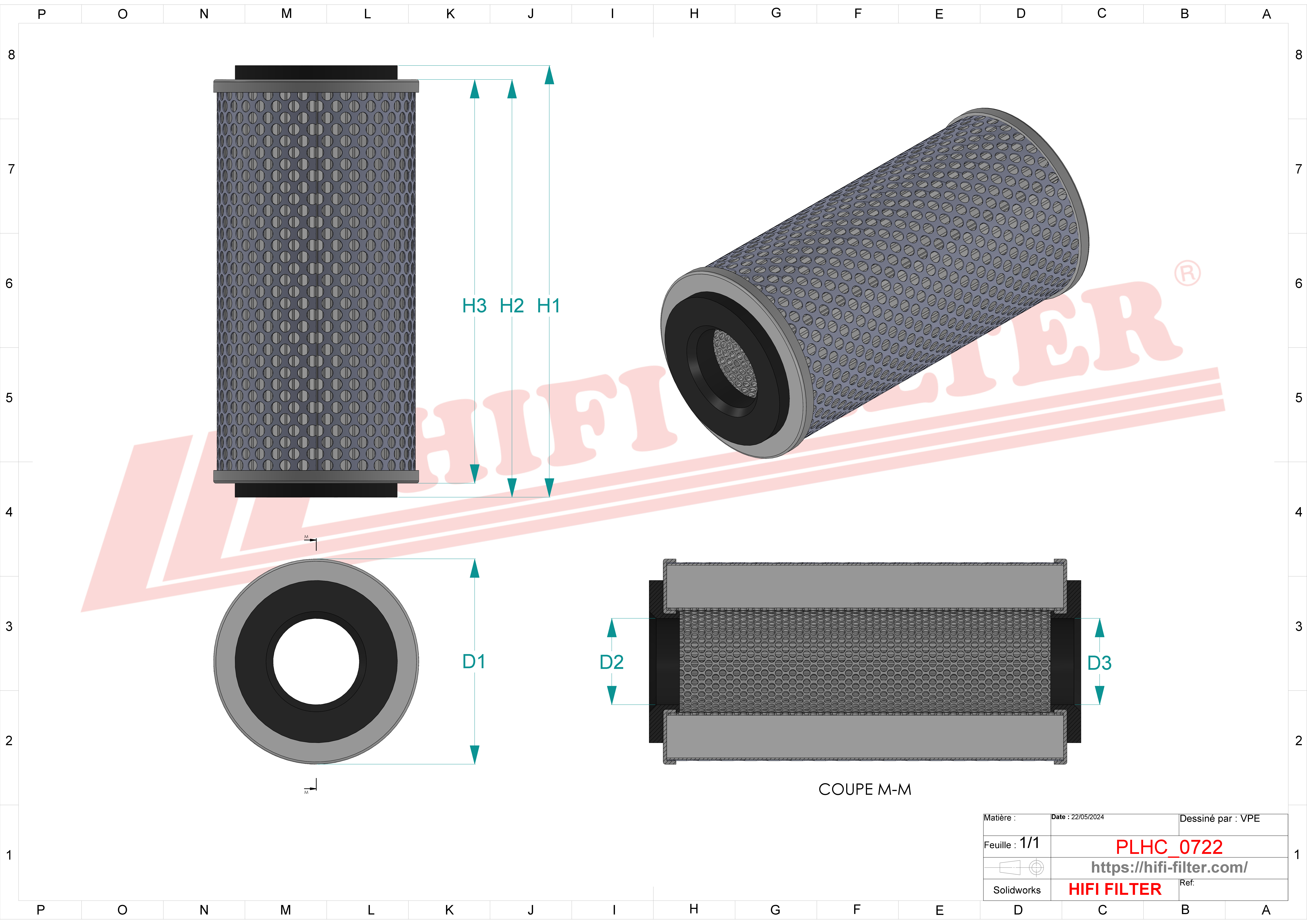 Schema tecnico Filtro olio