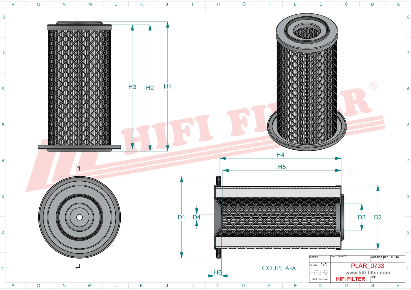 Schema tecnico Filtro aria
