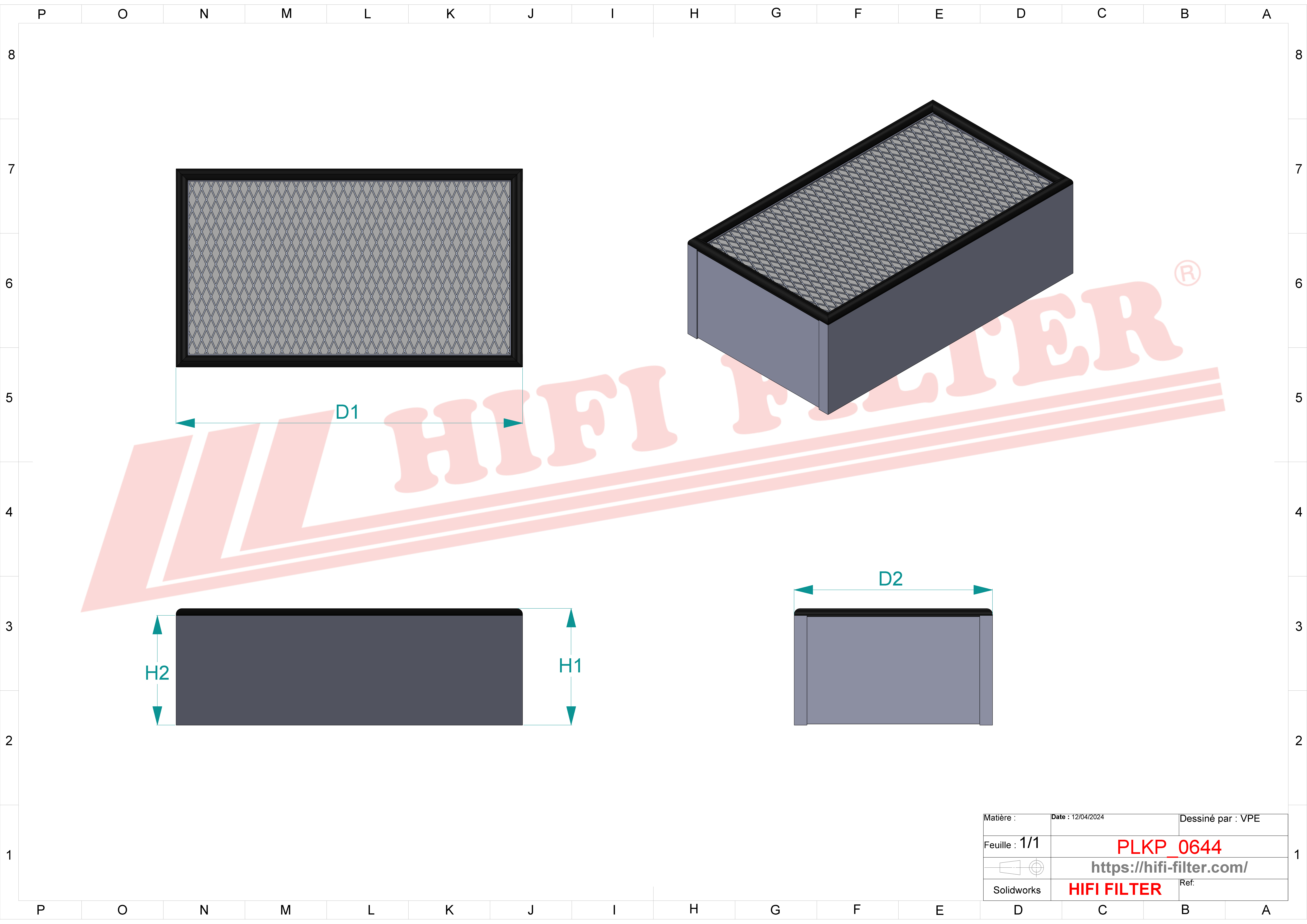 Schema tecnico Filtro abitacolo