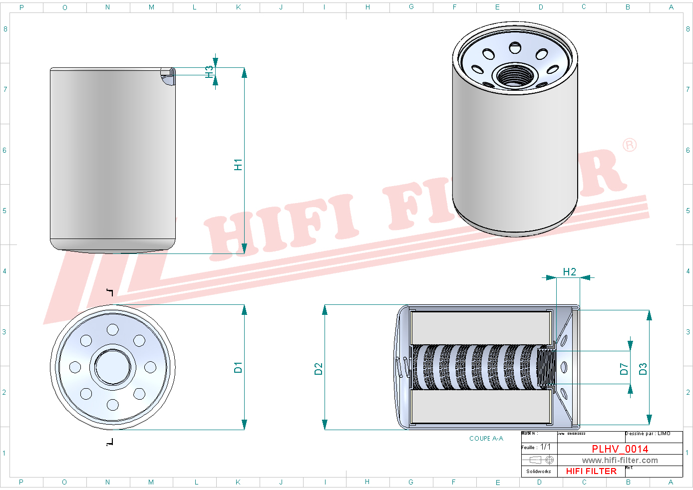 Schema tecnico Filtro idraulico 8.216.944.5510 per trattori e macchine agricole