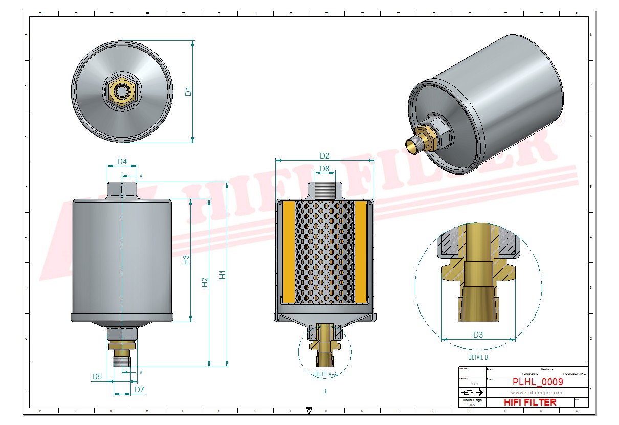 Schema tecnico Filtro olio