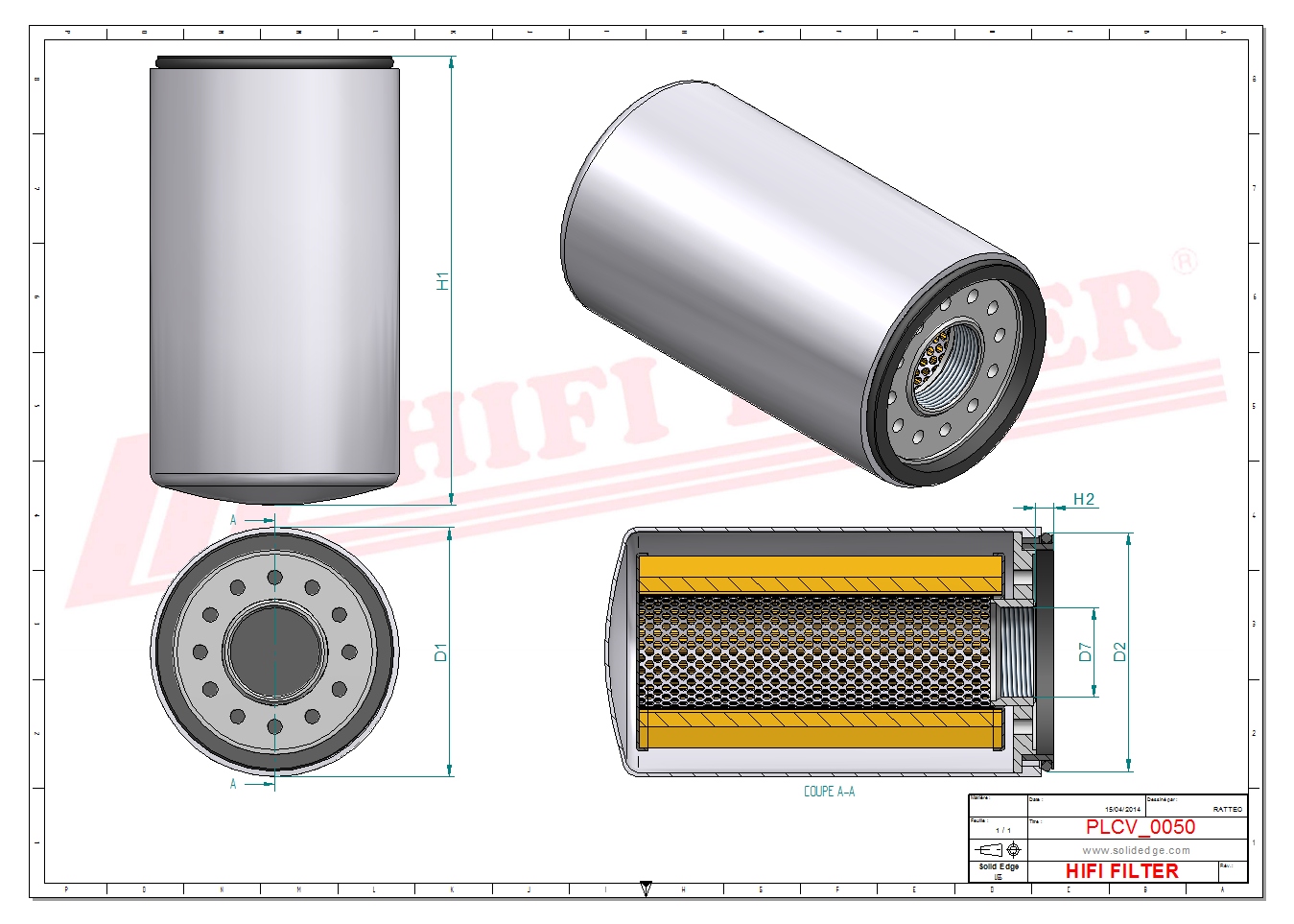 Schema tecnico Filtro carburante