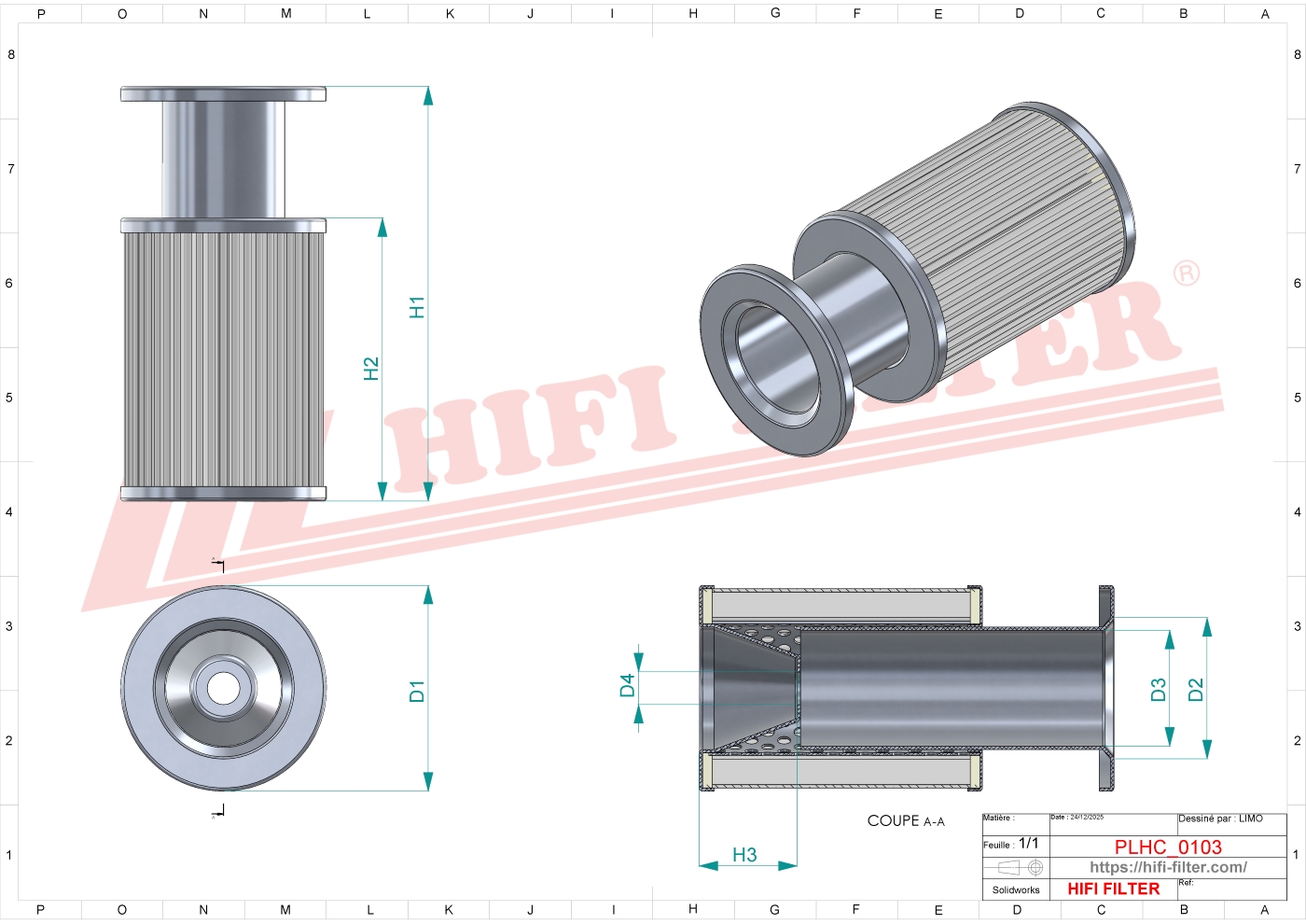 Schema tecnico Filtro olio
