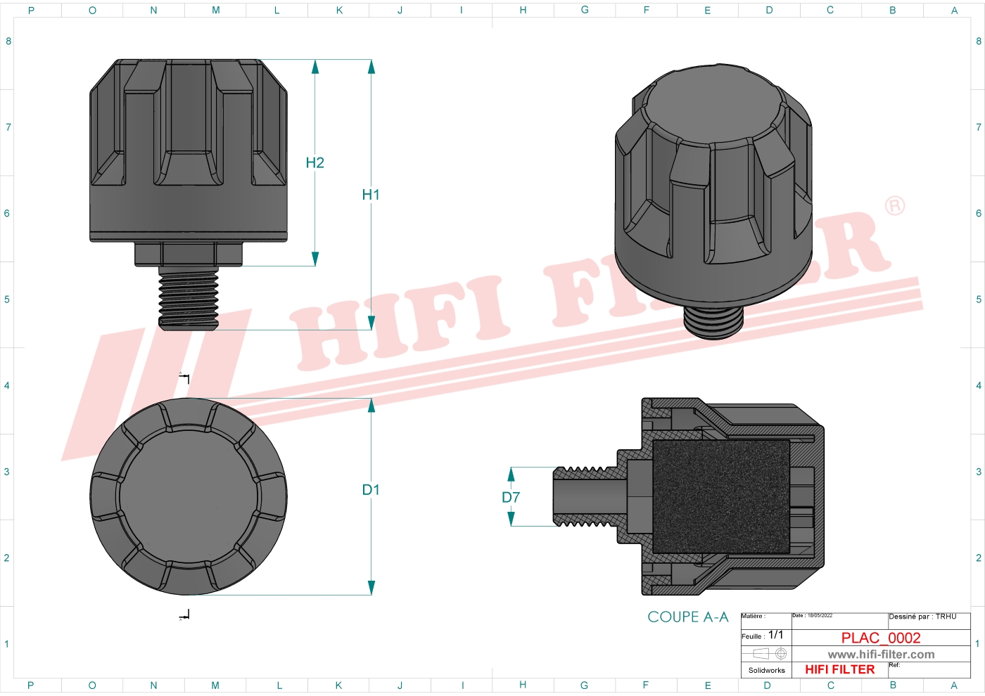 Schema tecnico Filtro aria