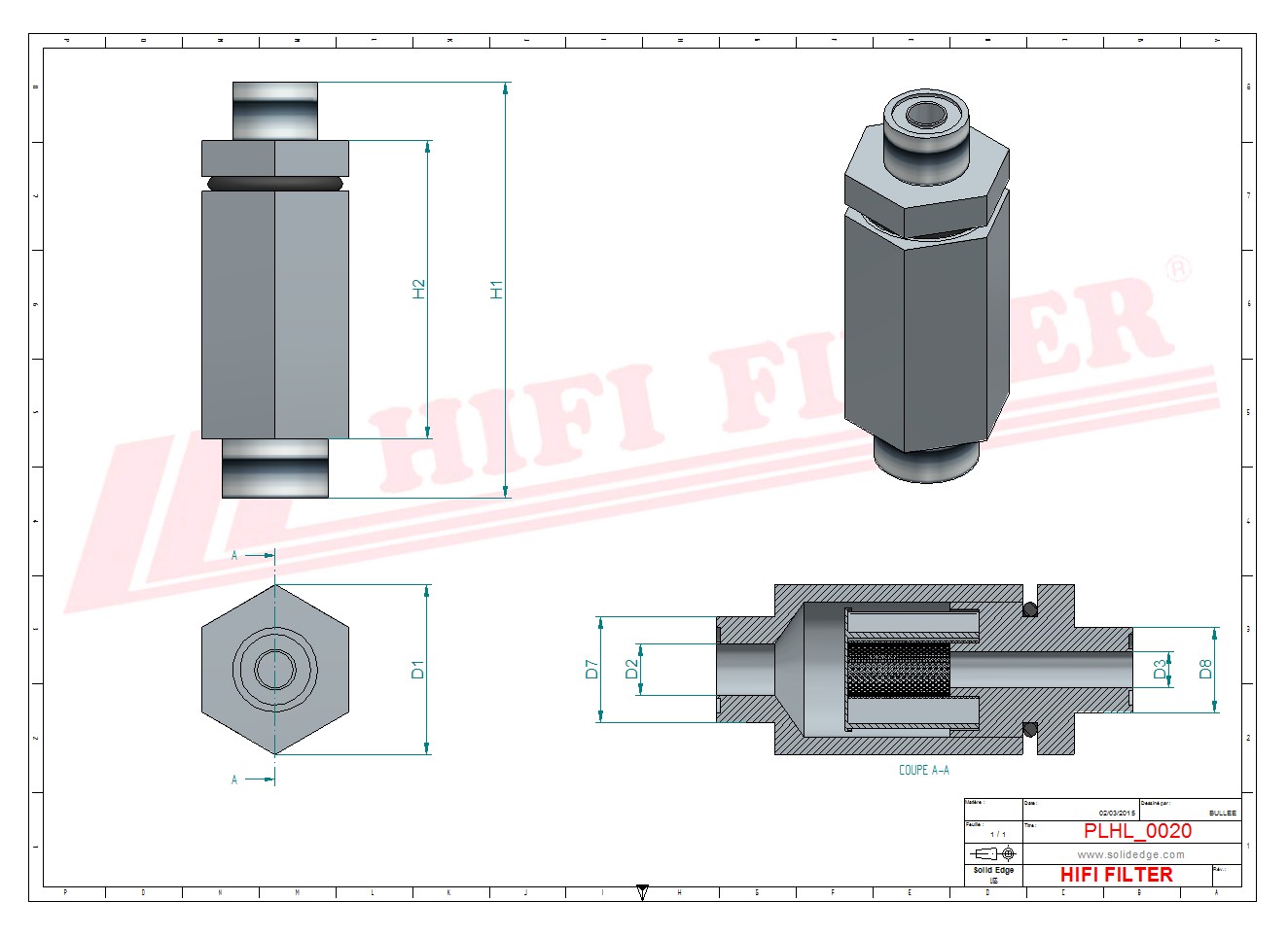 Schema tecnico Filtro olio