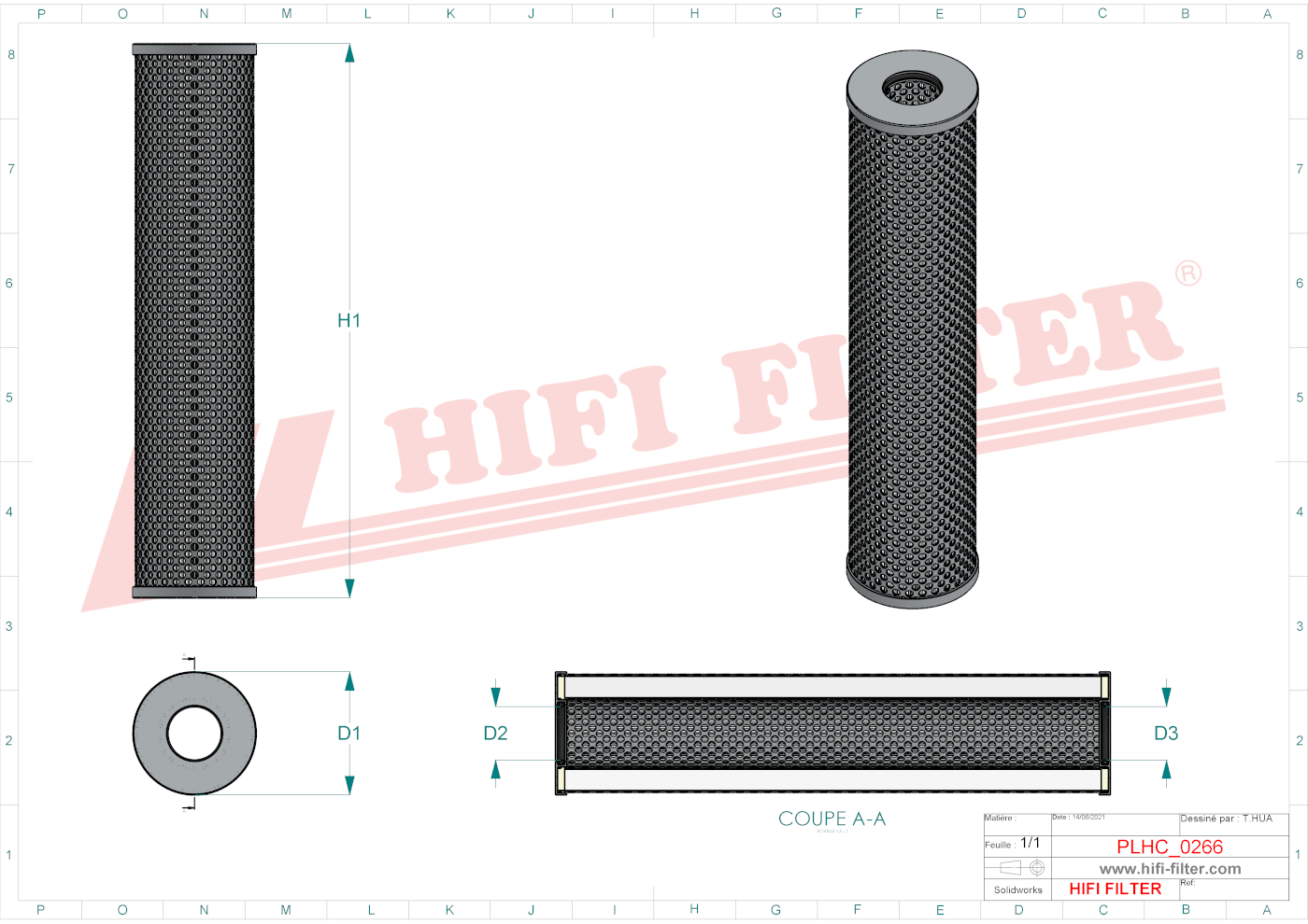 Schema tecnico Filtro idraulico 0251 RK010BN3HC per trattori e macchine agricole