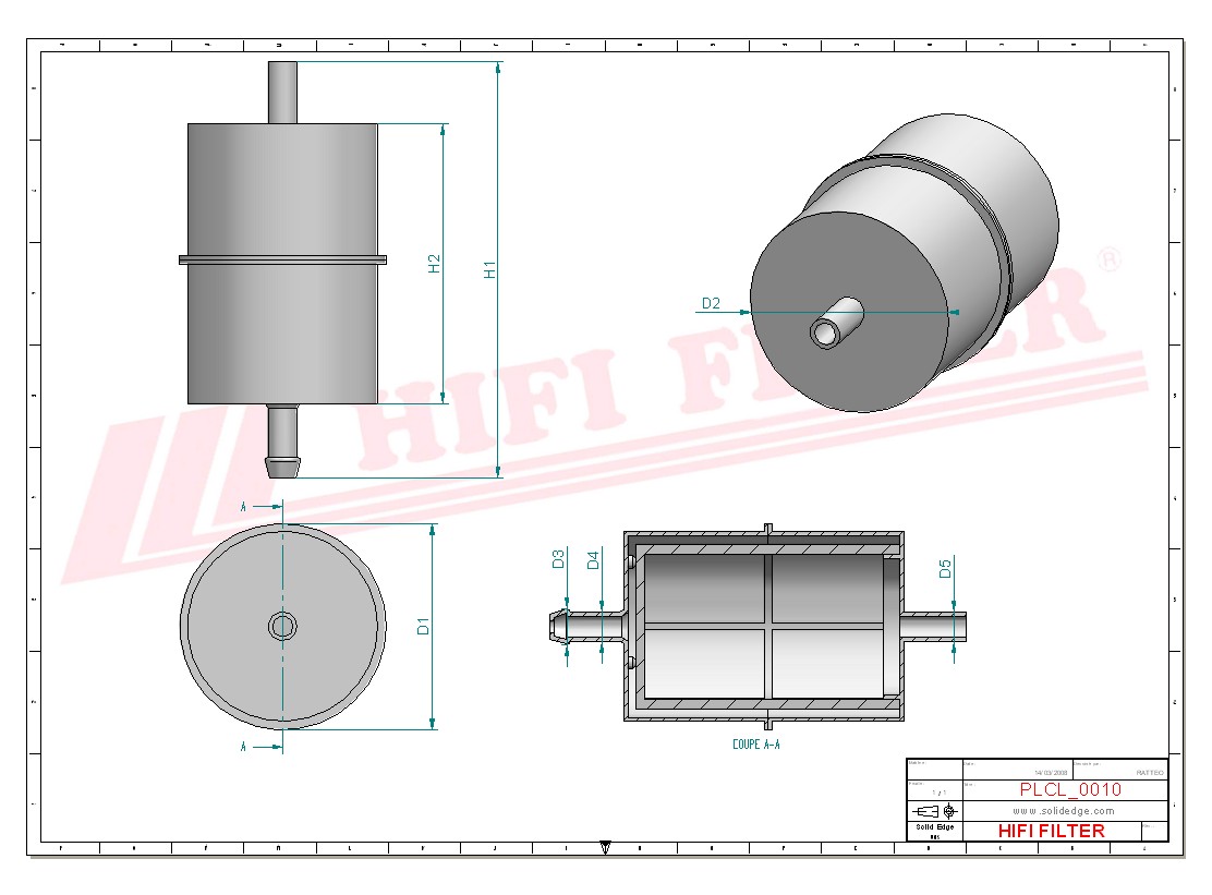 Schema tecnico Prefiltro aria