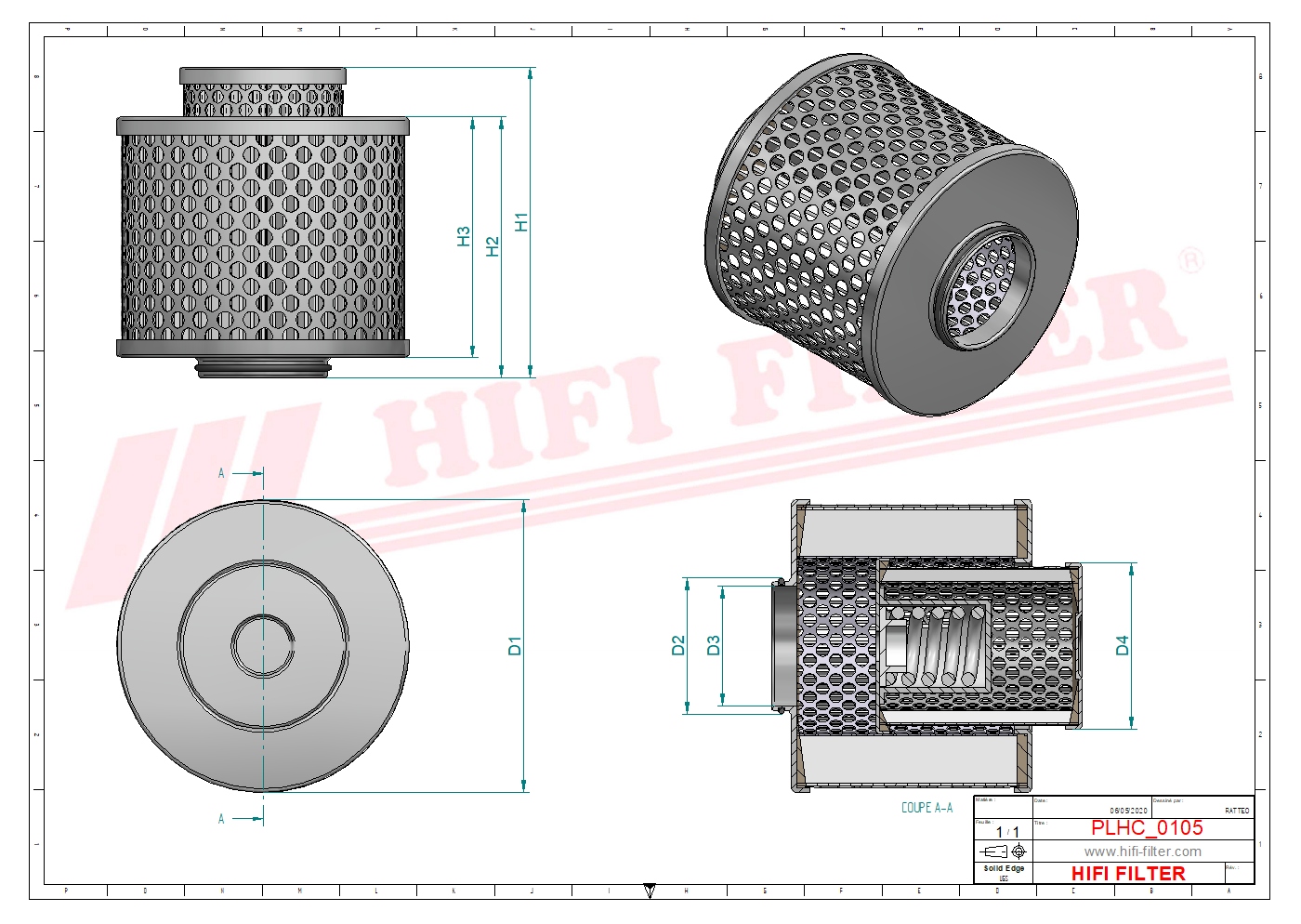 Schema tecnico Filtro idraulico 0011361890 per trattori e macchine agricole